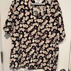 Men's Casual Button Down Shirt - Playing Card Print